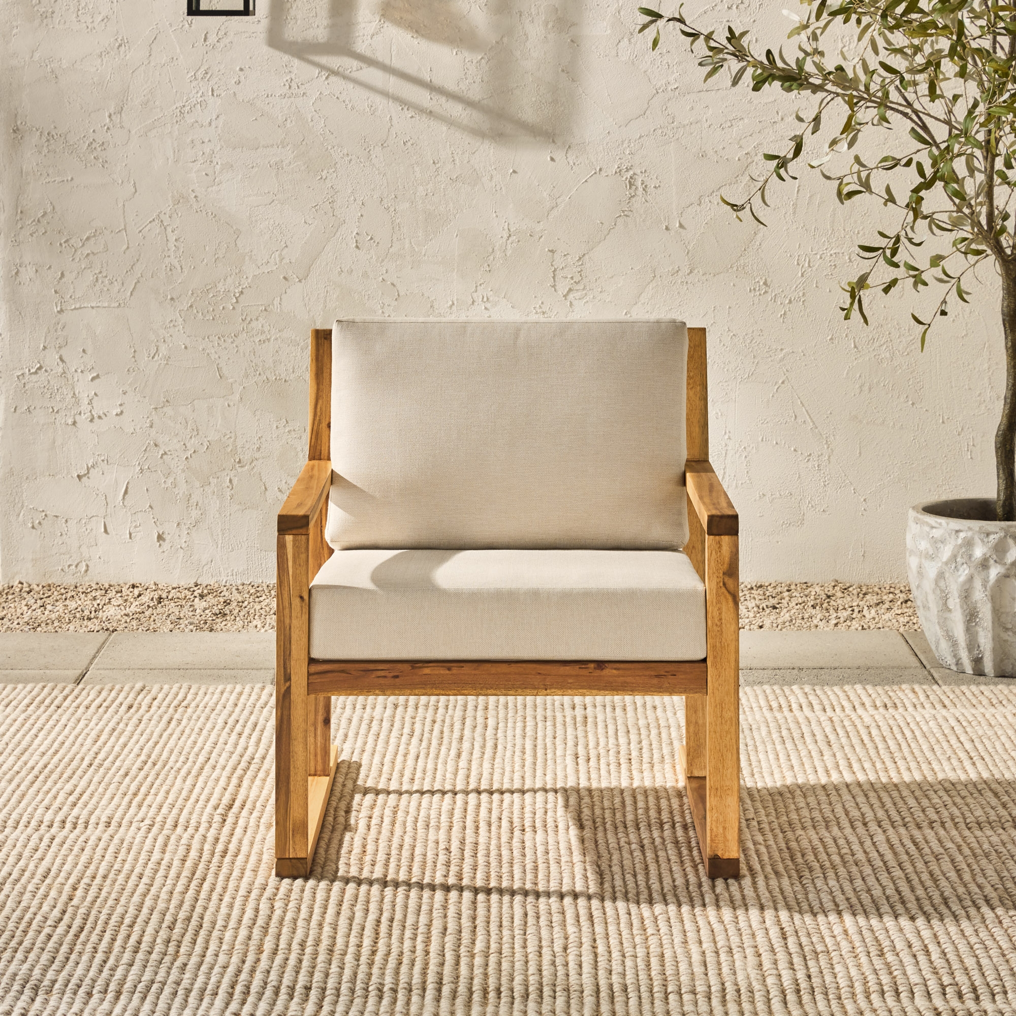 Modern Slat Back Wood Club Chair - Natural - Image 3