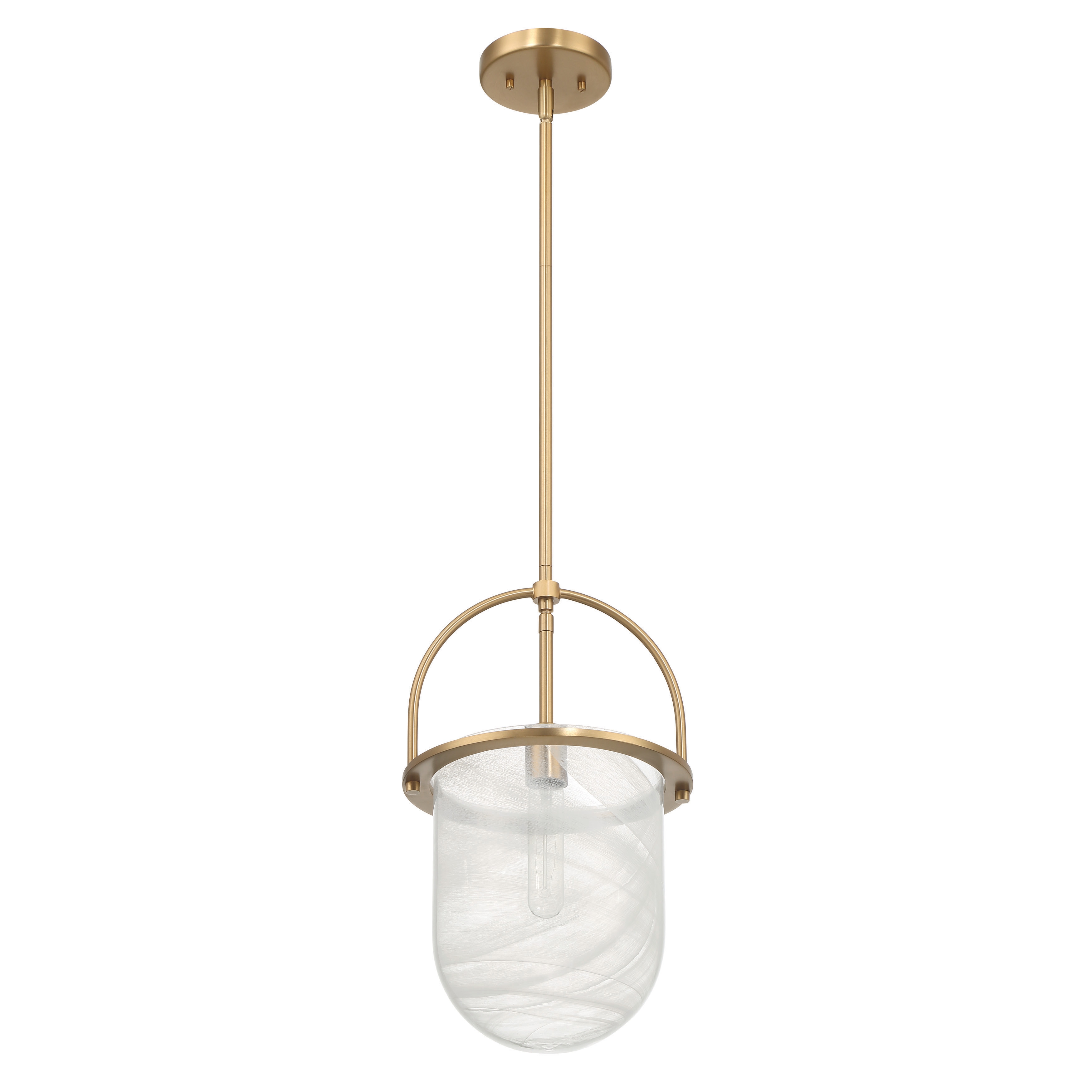 Beatrice - Mid-Century Modern Handmade Marbleized Glass and Metal Ceiling Light, Gold and White - Image 0