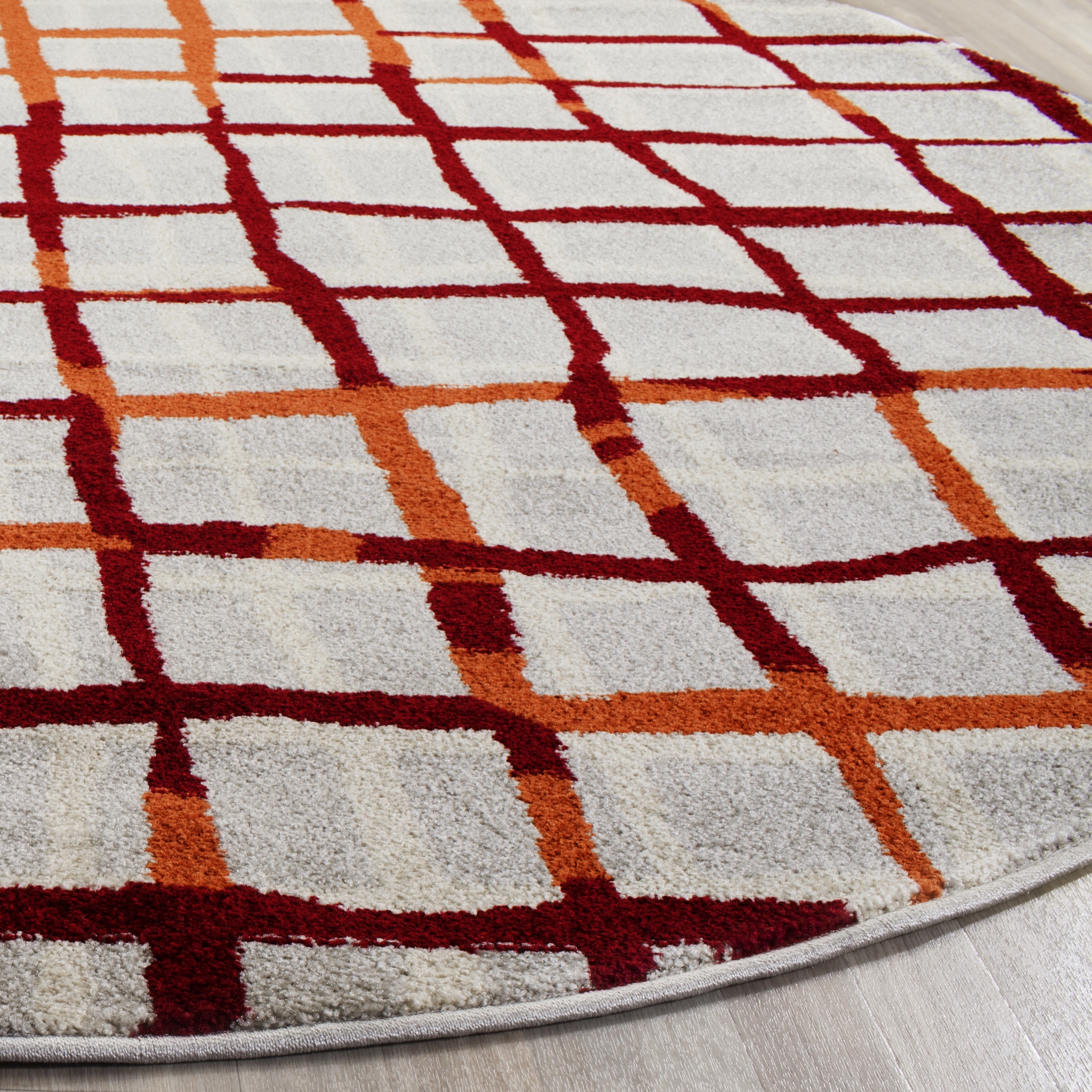 Arlo Home Indoor/Outdoor Woven Area Rug, AMT403B, Light Grey/Ivory,  7' X 7' Round - Image 2