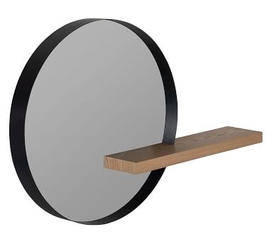 Norah Wall Round Wall Mirror With Wood Shelf, 25.75" - Image 1