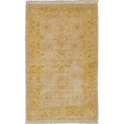 One-of-a-Kind Adelchi Hand-Knotted 2010s Chobi Beige 3'1" x 4'10" Wool Area Rug - Image 0