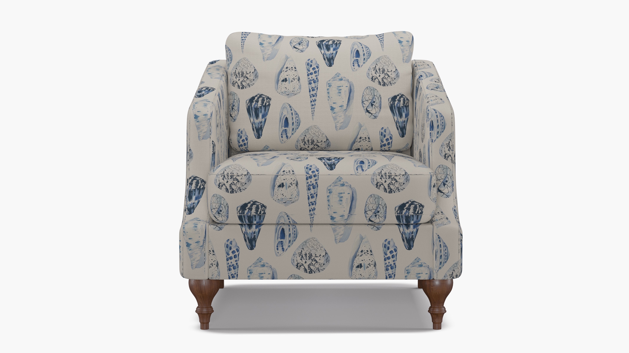 Slope Arm Chair, Porcelain Coquina, Walnut Turned Wood Leg - Image 0