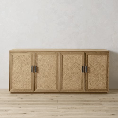 Copenhagen Woven Sideboard, 78, Wood/Cane, Natural, Pewter - Image 0