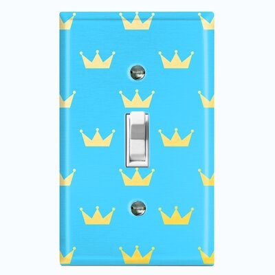 Metal Light Switch Plate Outlet Cover (Yellow Crown Light Blue  - Single Toggle) - Image 0