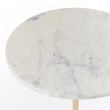 Maisie 16" Side Table, White Marble, Antique Brass - Image 2