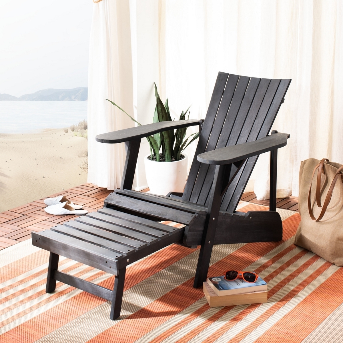 Merlin Adirondack Chair - Dark Slate Gray - Safavieh - Image 9