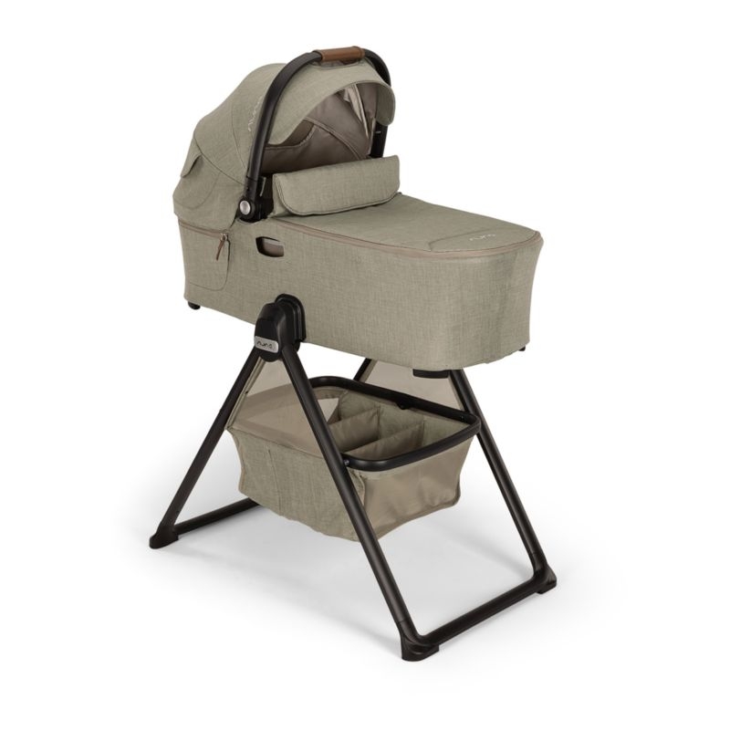 Nuna DEMI next Light Brown Hazelwood Baby Bassinet with Stand - Image 1