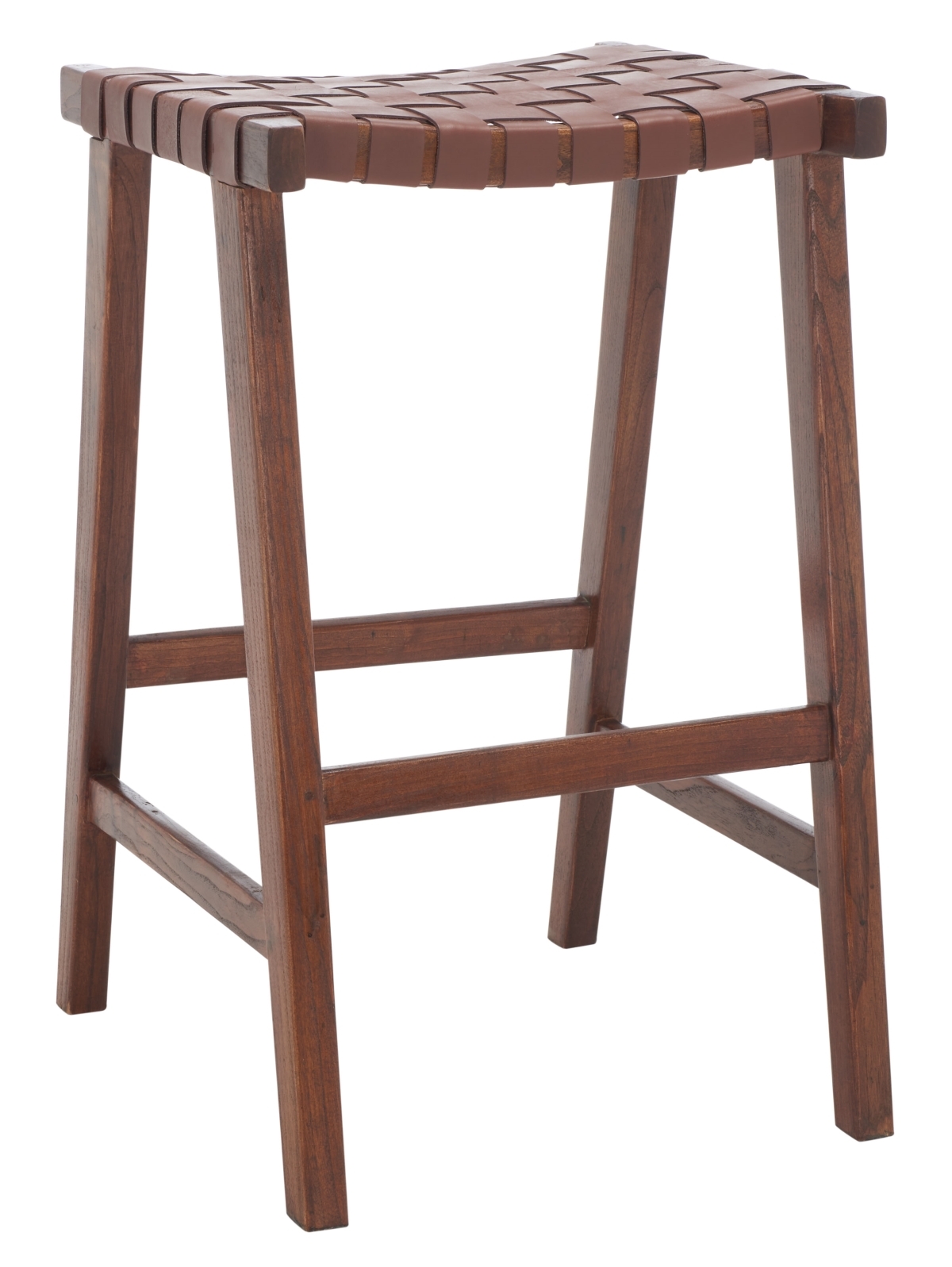 Abreu Rectangle Barstool - Cognac / Walnut - Safavieh - Image 6