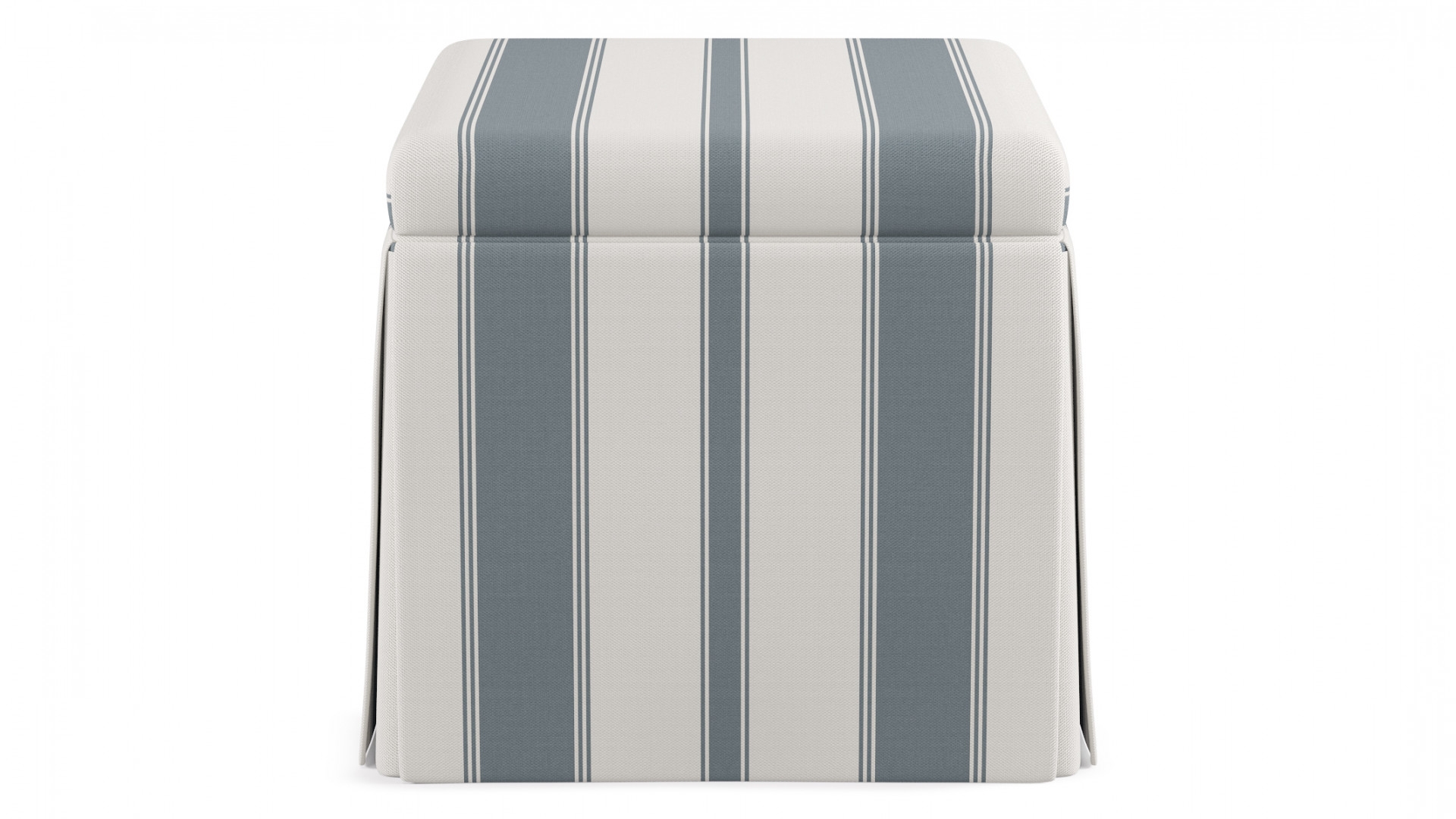 Skirted Storage Ottoman | French Blue Clarence Stripe - Image 0