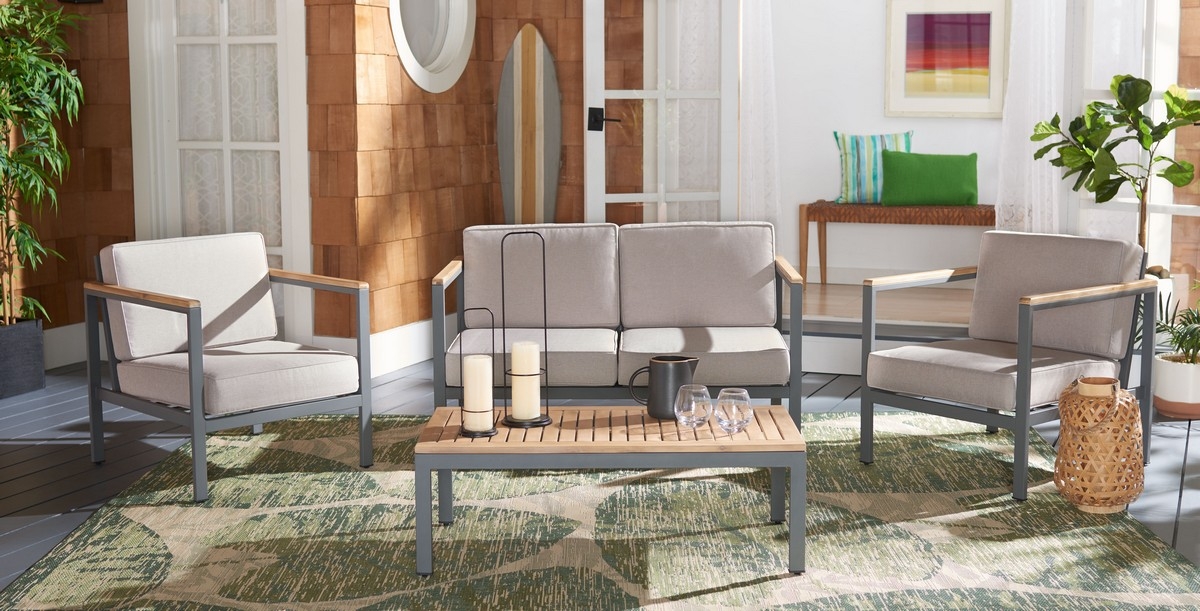 Chicopee 4 Pc Living Set - Natural/Light Grey - Safavieh - Image 1