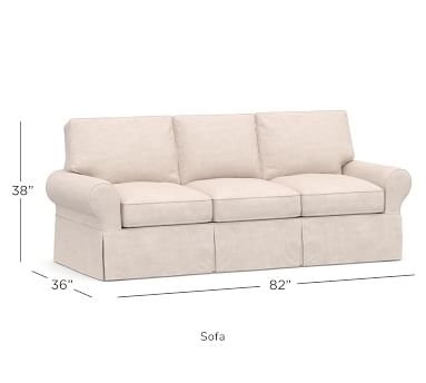 PB Basic Slipcovered Sofa 82", Polyester Wrapped Cushions, Performance Heathered Basketweave Platinum - Image 3