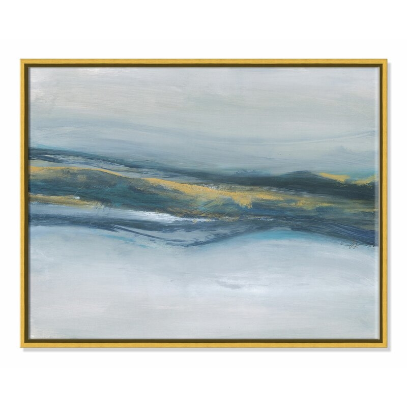 Casa Fine Arts 'Waves in the Mist' - Floater Frame Painting on Canvas Frame Color: Gold Framed, Size: 22" H x 28" W x 2" D - Image 0