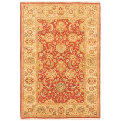 One-of-a-Kind Arabelle Hand-Knotted 2010s Ushak Copper 4'3" x 6'4" Wool Area Rug - Image 0
