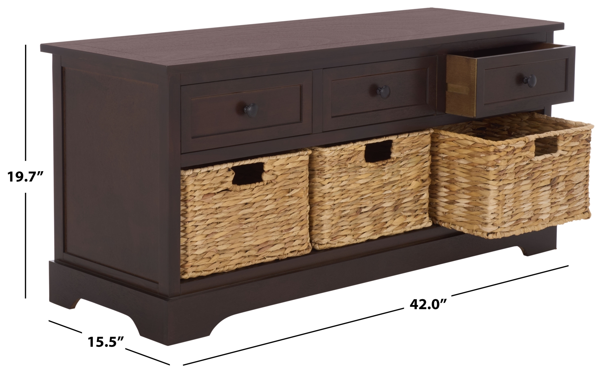 Damien 3 Drawer Storage Bench - Dark Chocolate - Image 9