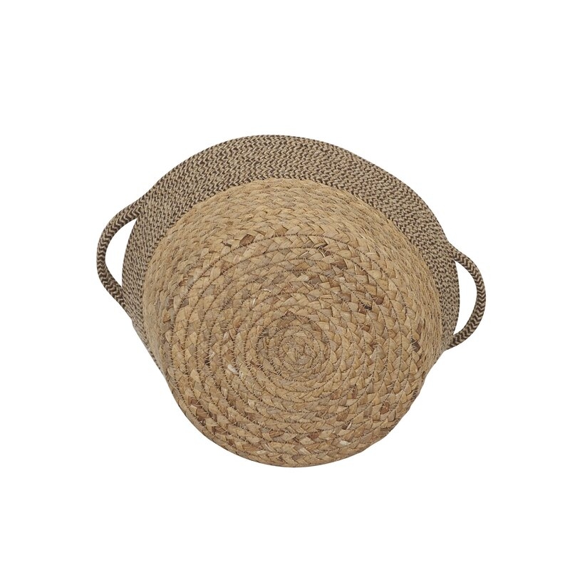 Tweed Cotton Rope & Hyacinth Storage Basket With Side Handles - Image 4