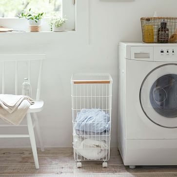 Tosca Slim Rolling Laundry Basket, White - Image 3