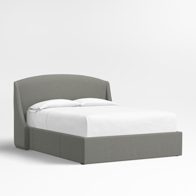 Lafayette 48" Graphite Grey Queen Upholstered Headboard with Storage Bed Base - Image 0