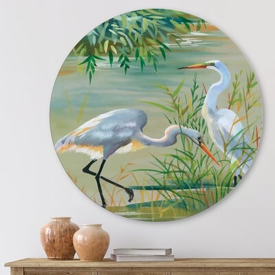 Heron Birds I - Traditional Metal Circle Wall Art - Image 0