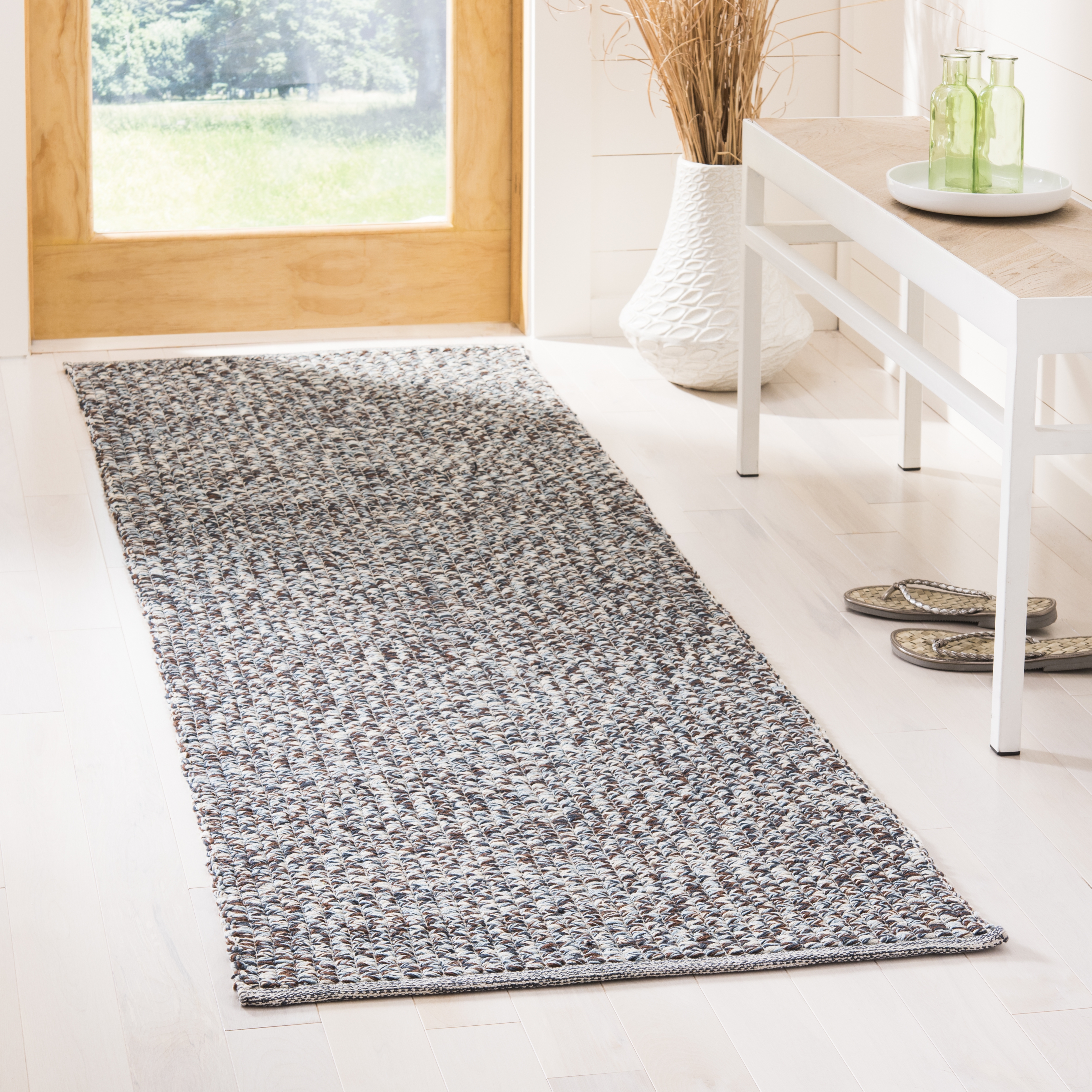 Arlo Home Hand Woven Area Rug, MTK602B, Blue/Multi,  2' 3" X 7' - Image 1