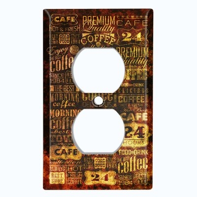 Metal Light Switch Plate Outlet Cover (Coffee Diner Sign Brown White - Single Duplex) - Image 0