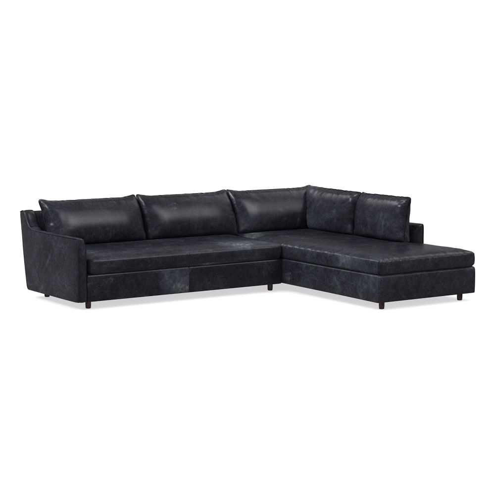 Easton 115" Right 2-Piece Bumper Chaise Sectional, Sierra Leather, Licorice - Image 0