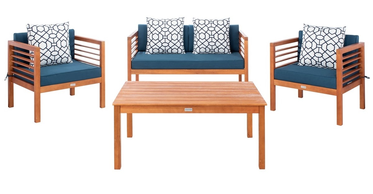 Alda 4 Piece Set - Natural/Nvy + Trellis P - Safavieh - Image 0