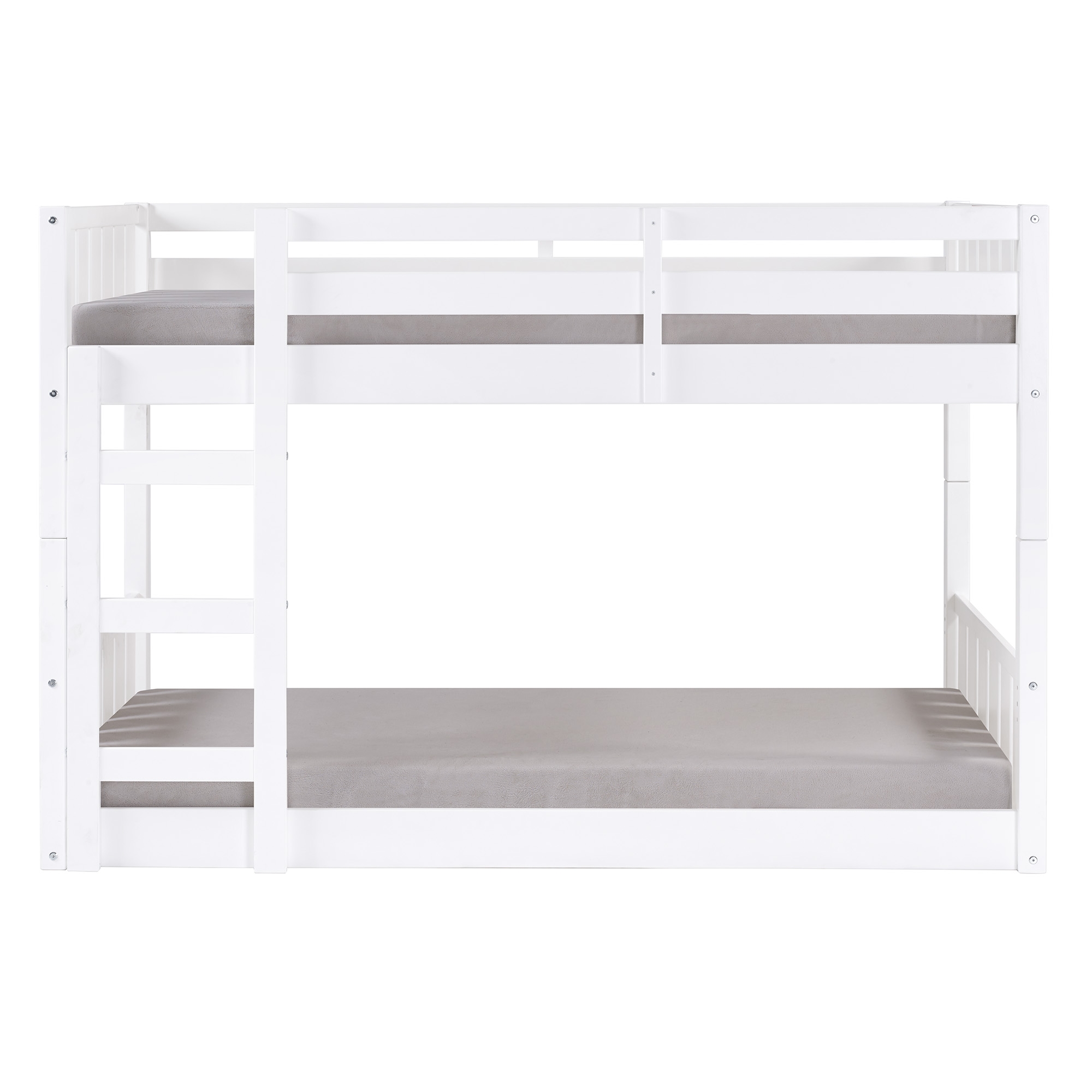 Traditional Twin over Twin Solid Wood Stackable Slat Bunk Bed – White - Image 4
