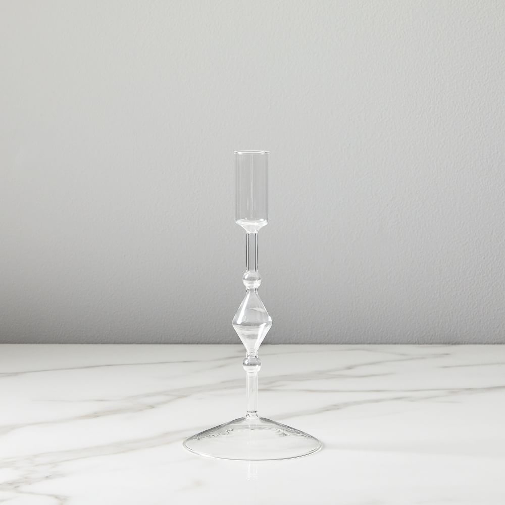 Paradiso Glass Taper Holder, Clear, Medium, Individual - Image 0