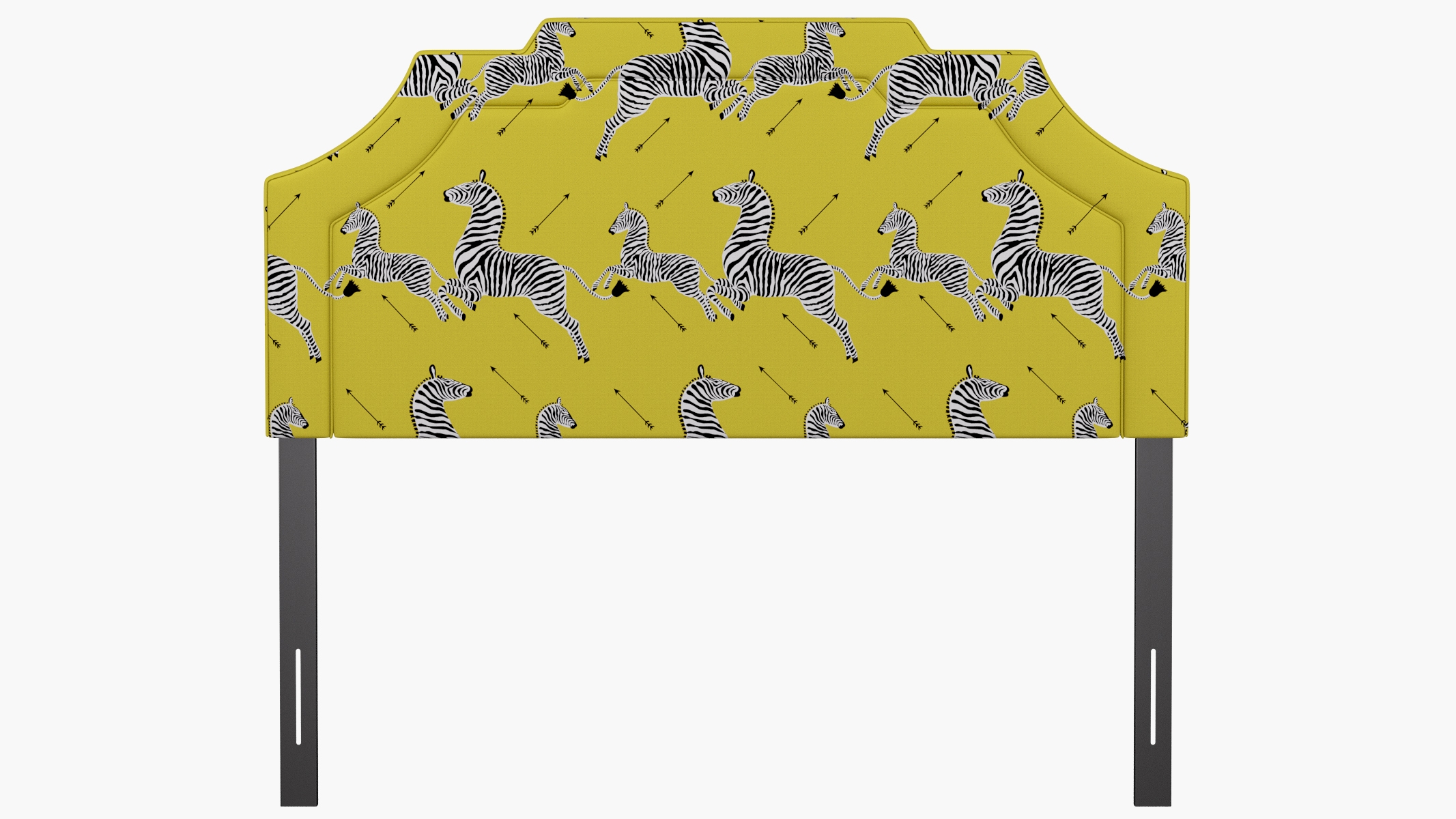 Art Deco Headboard, Yellow Zebra, Queen - Image 1