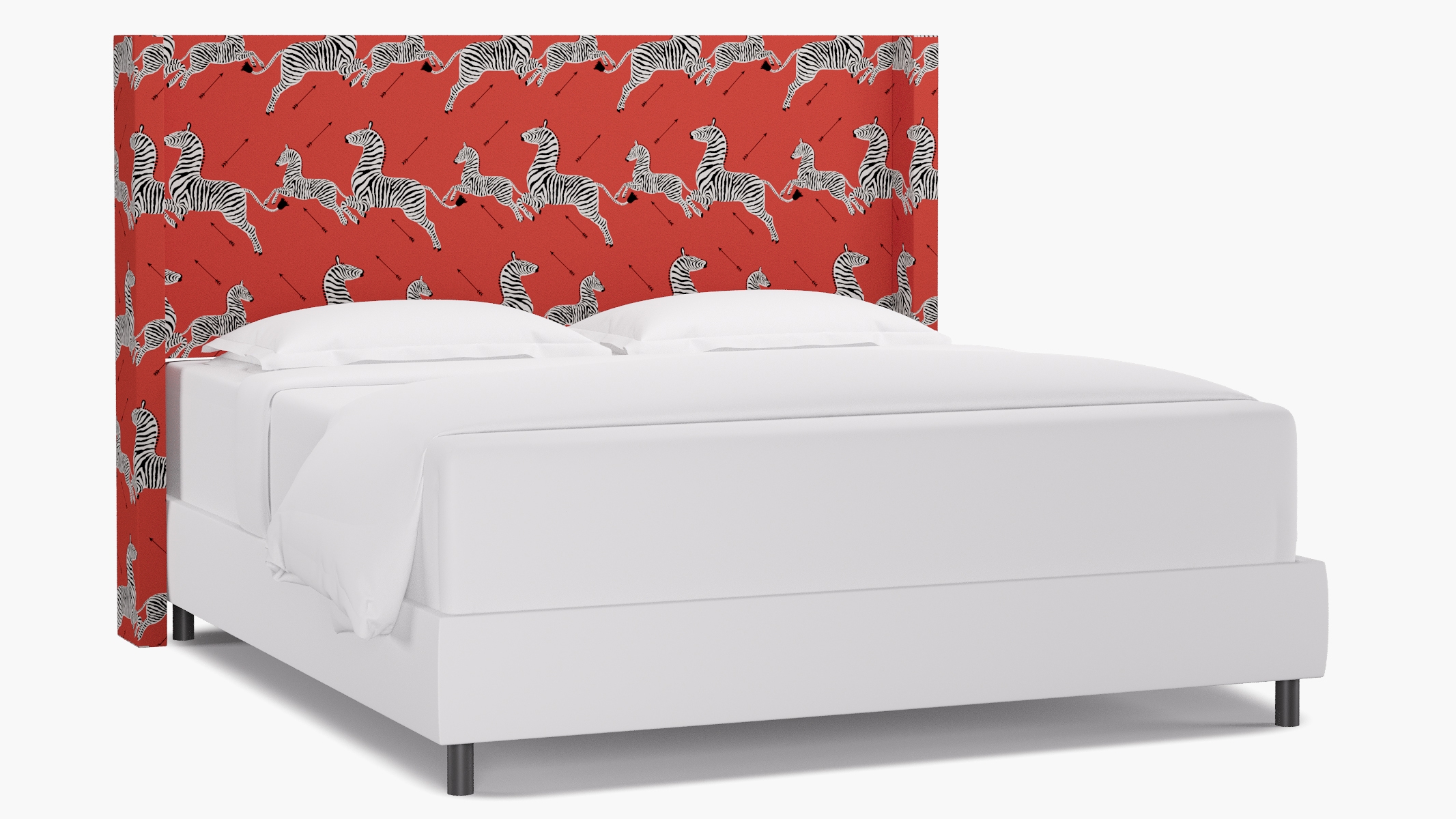 Modern Wingback Headboard, Coral Zebra, King - Image 0