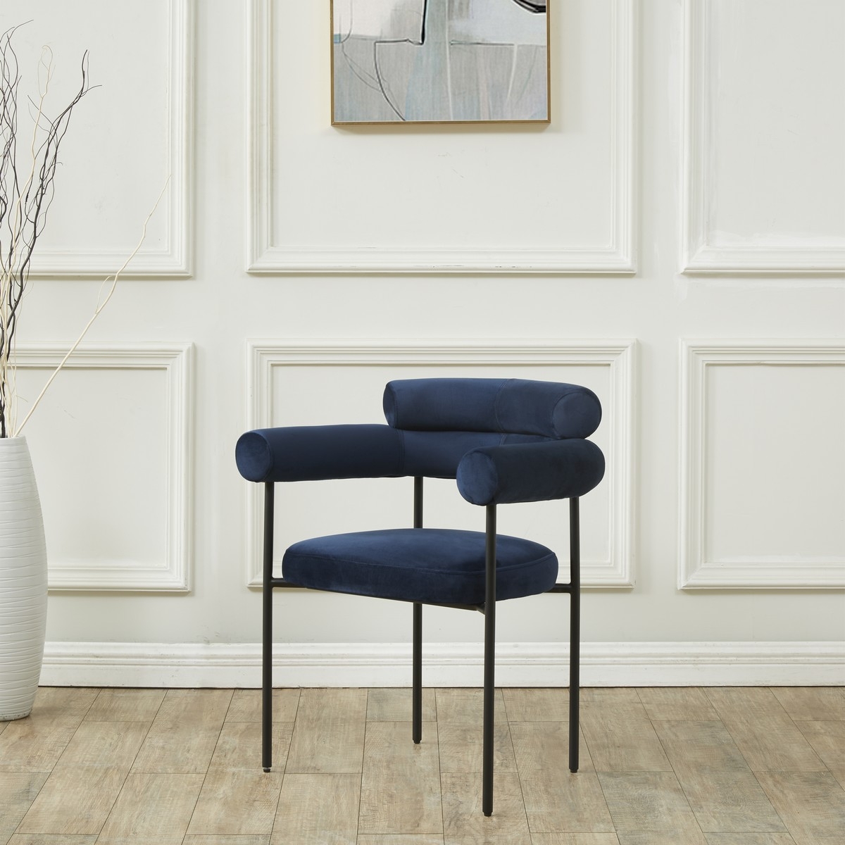 Jaslene Curved Back Dining Chair - Navy / Black - Image 1
