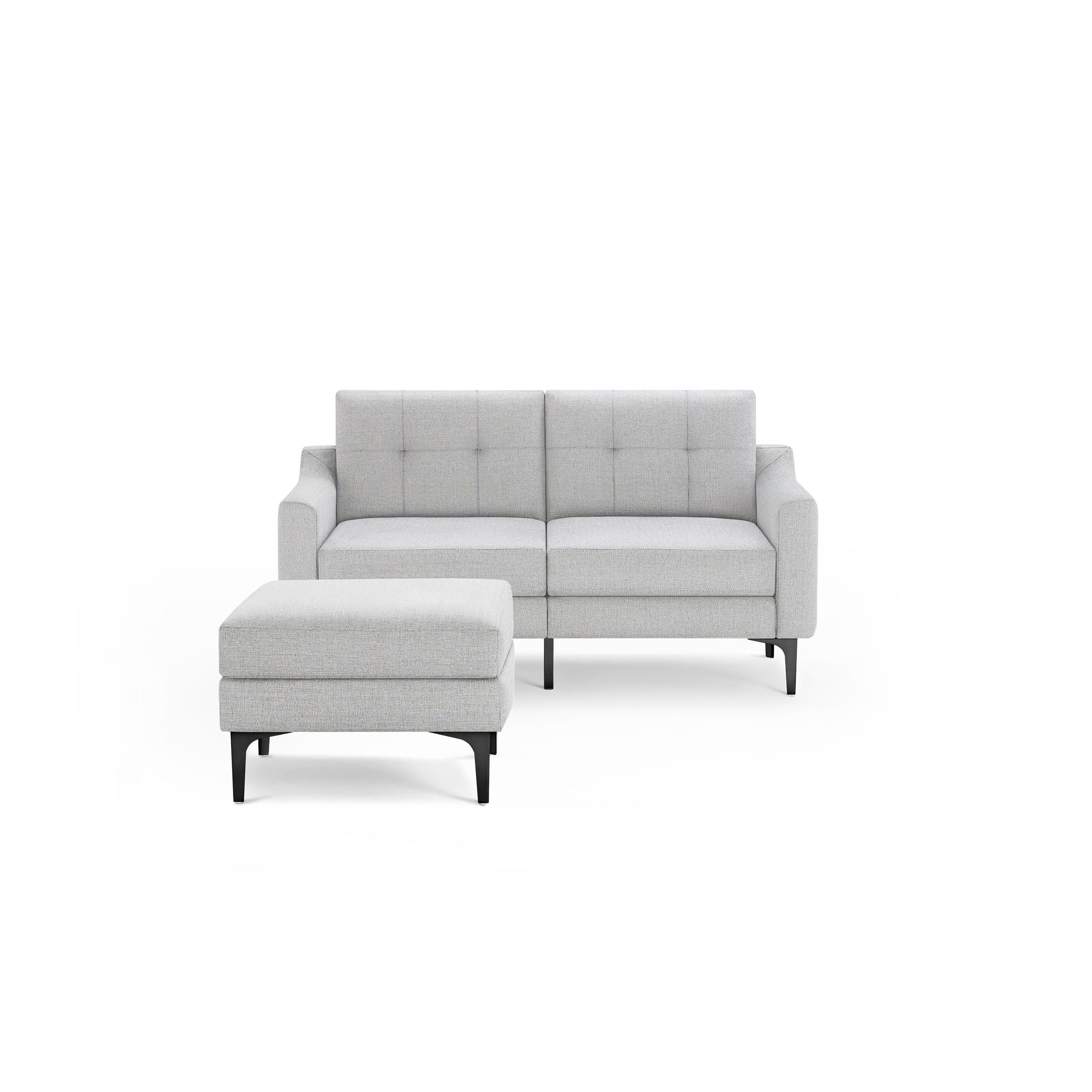 Nomad Loveseat with Ottoman - Crushed Gravel - Performance Chenille / Black - Metal / Slope - Image 0