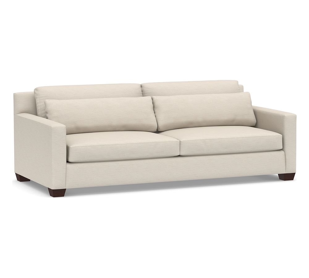York Square Arm Upholstered Deep Seat Grand Sofa 95" 2-Seater, Down Blend Wrapped Cushions, Performance Slub Cotton Stone - Image 0