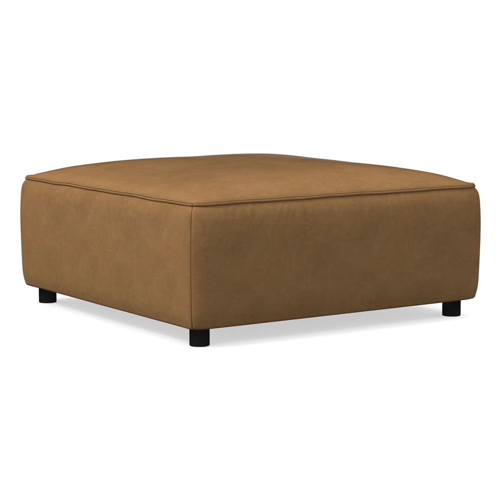 Remi Ottoman, Memory Foam, Ludlow Leather, Sesame, Concealed Support - Image 0