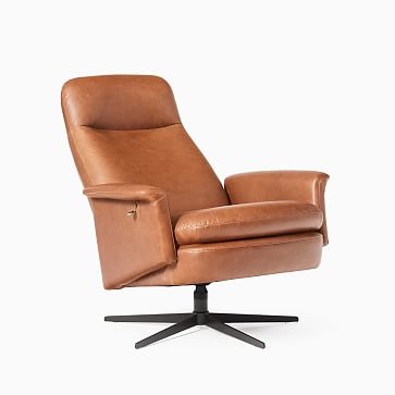 Crescent Recliner, Poly, Sierra Leather, Licorice, Antique Bronze - Image 2