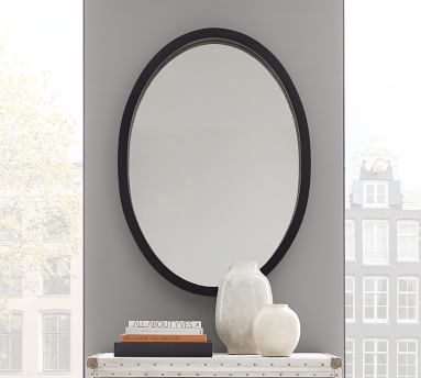 Venz Black Mango Wood Oval Mirror, 49" x 36" - Image 1