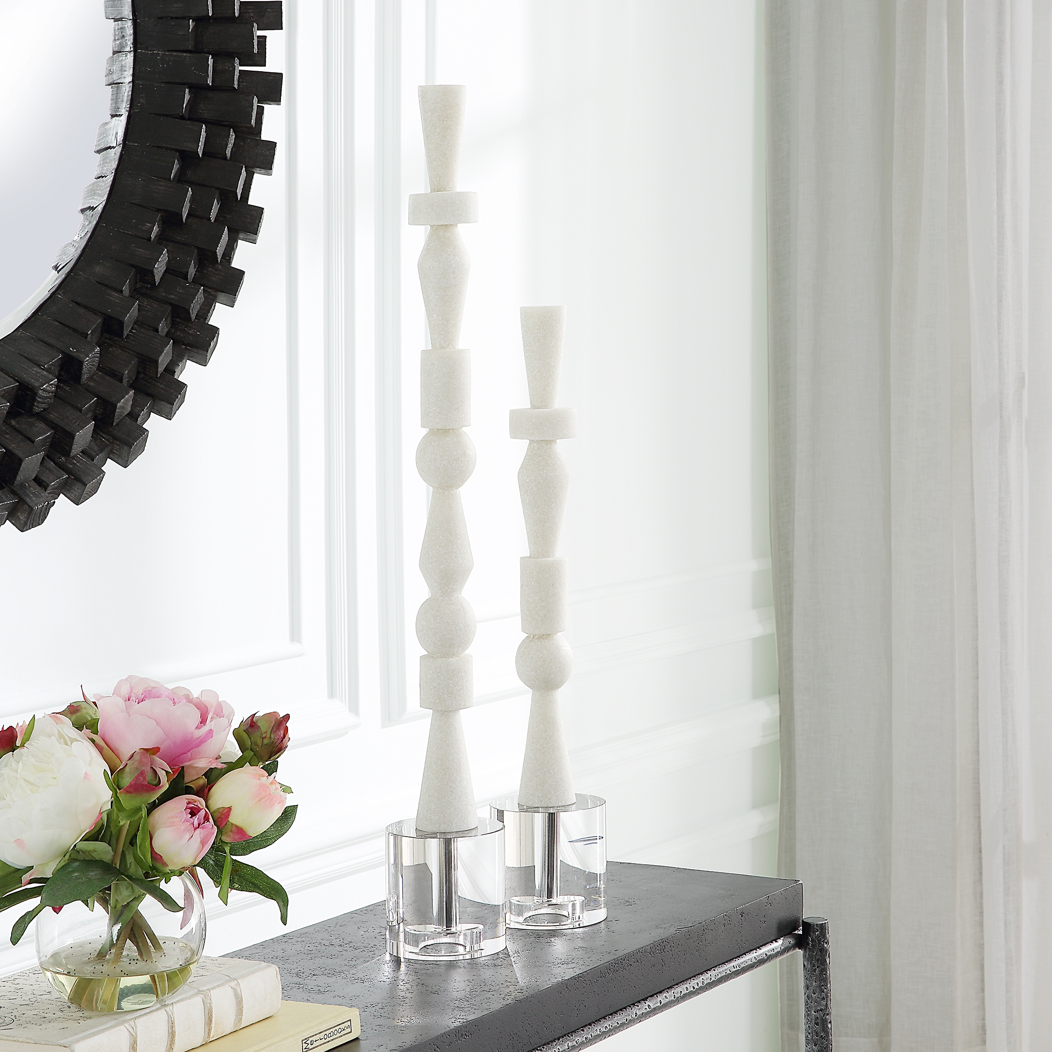 Norte White Stone Sculptures Set/2 - Image 2