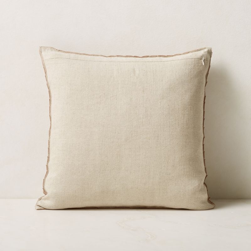 Kerro Light Brown Woven Suede Throw Pillow with Down-Alternative Insert 18''x18" - Image 1