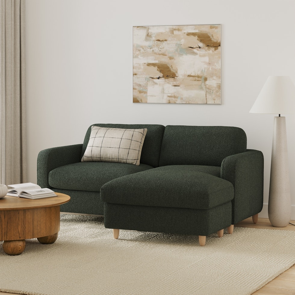 Vati 80" Right Storage Sectional - Natural Oak and Green Wool Bouclé - Image 2