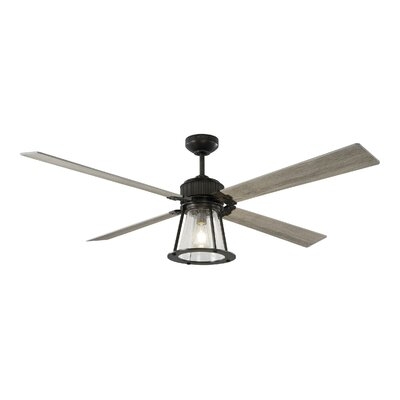 60" Dowlen 4 - Blade Standard Ceiling Fan with Remote Control and Light Kit Included - Image 0