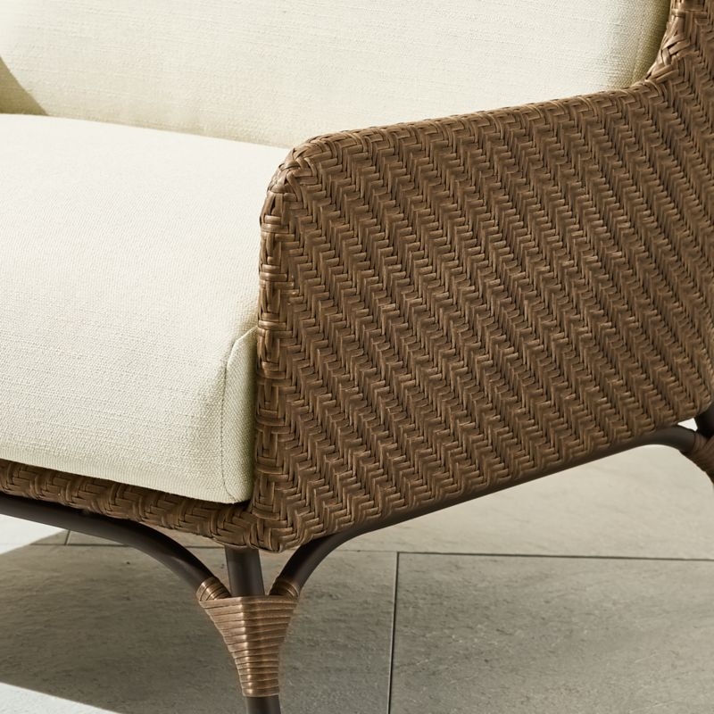 Astoria All-Weather Rattan Outdoor Lounge Chair with Warm White Sunbrella® Cushions - Image 1