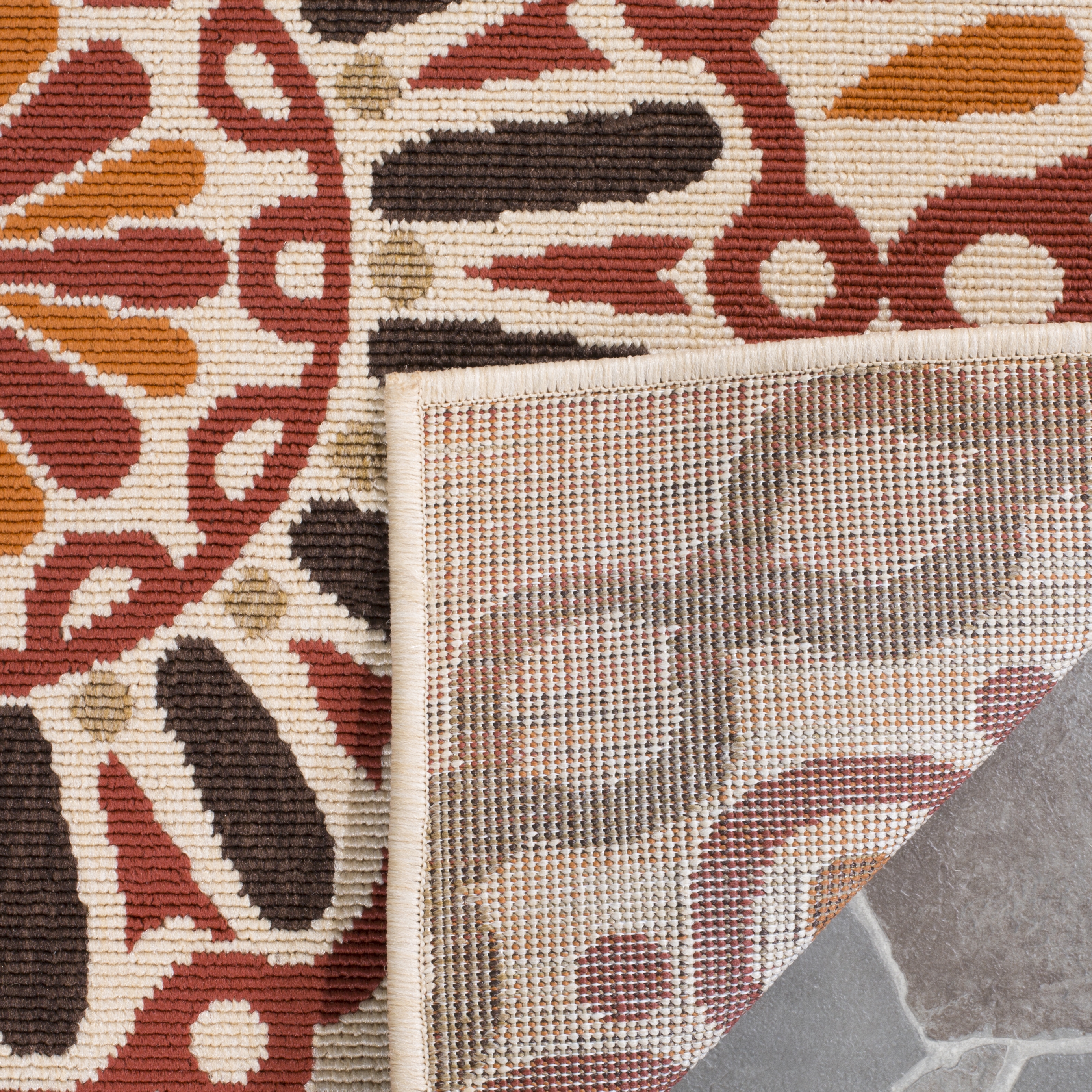 Arlo Home Indoor/Outdoor Woven Area Rug, VER092-0313, Cream/Red,  4' X 5' 7" - Image 3