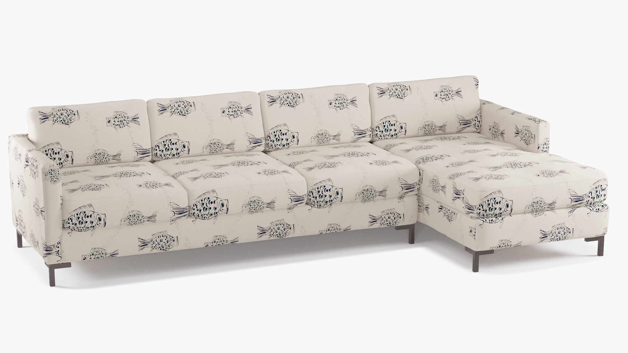 Modern Sectional, Right Facing, Canvas Sakana, Bronze L Leg - Image 1