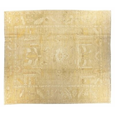 Navereh Oriental Hand-Knotted Wool Beige Area Rug - Image 0