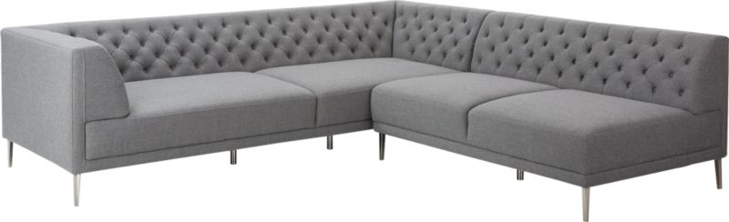 Savile Tufted Sectional Sofa Hatch Platinum - Image 1