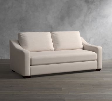 Big Sur Slope Arm Upholstered Sofa 82", Down Blend Wrapped Cushions, Performance Brushed Basketweave Oatmeal - Image 3
