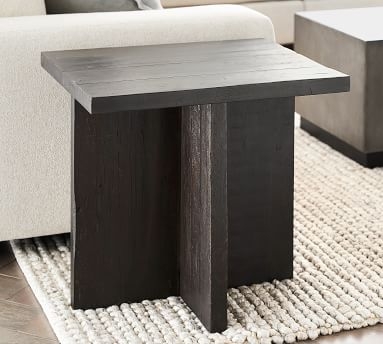 Rocklin 24" Reclaimed Wood Side Table, Rustic Black - Image 2