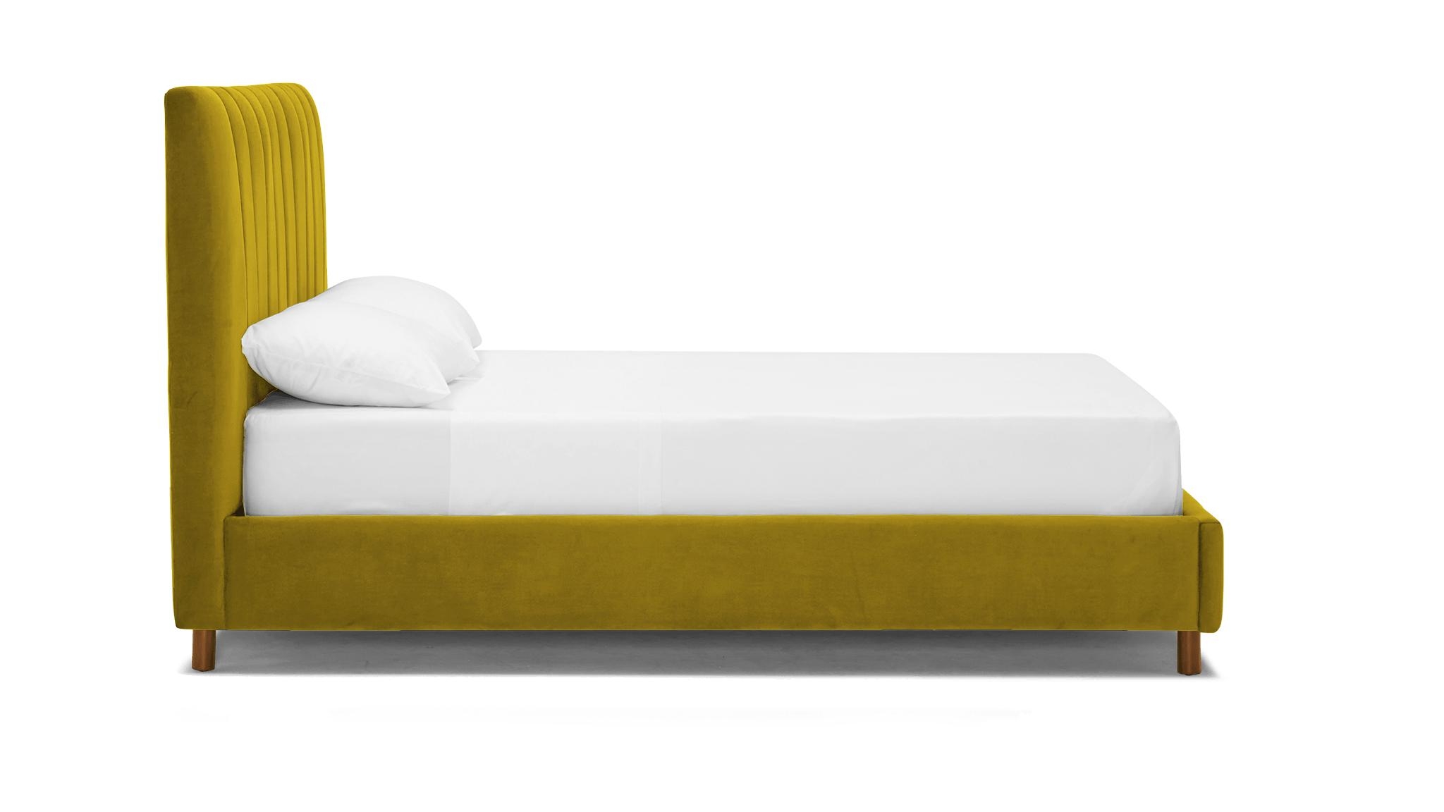 Yellow Lotta Mid Century Modern Bed - Bloke Goldenrod - Mocha - Cal King - Image 2