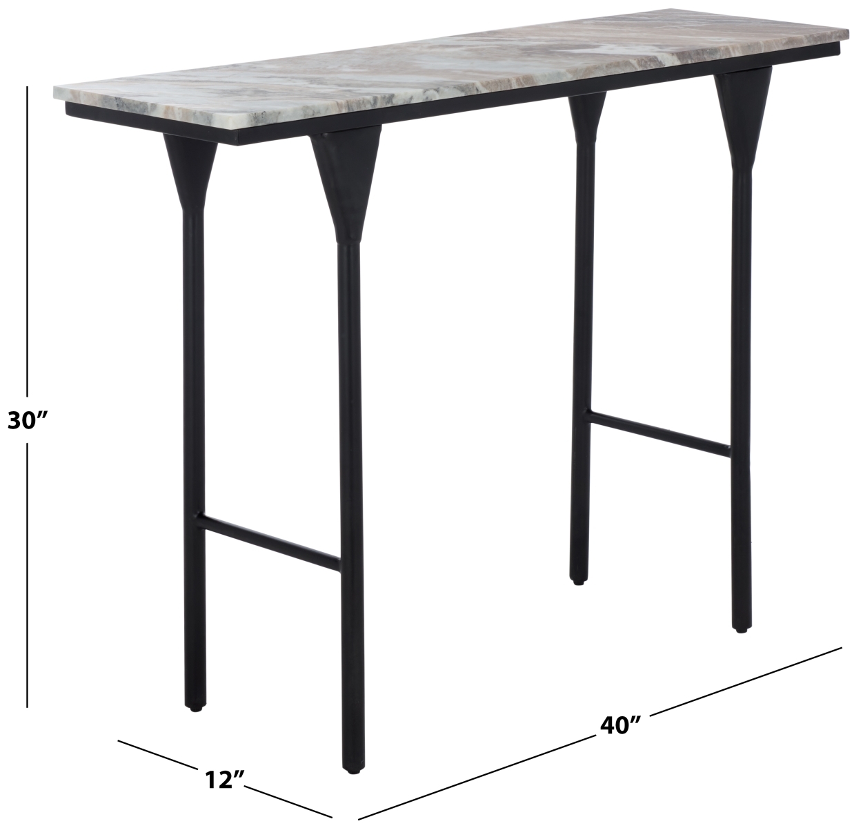 Frederick Marble Console Table - Brown Grey / Black - Image 7