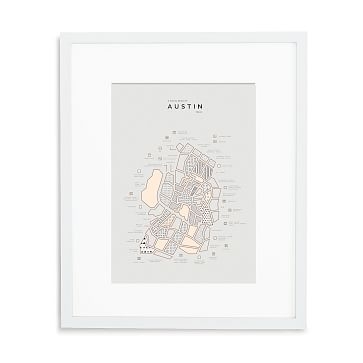 Austin Letterpressed Map Print, Natural Frame, 16"x20" - Image 2